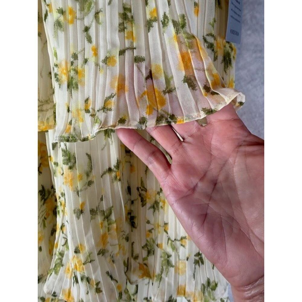 SOCIALITE abstract floral tiered maxi dress NWT Yellow Sz L MSRP $148 - Picture 4 of 8